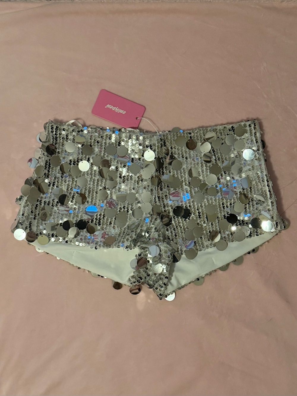Sequin Embellished Silver Women’s Shorts